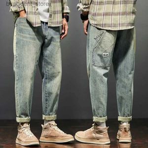 Jeans pour hommes KN Jeans pour hommes Baggy pantalon coupe ample sarouel vêtements Vintage hommes mode poches Patchwork grand pantalon surdimensionné 42 L240313