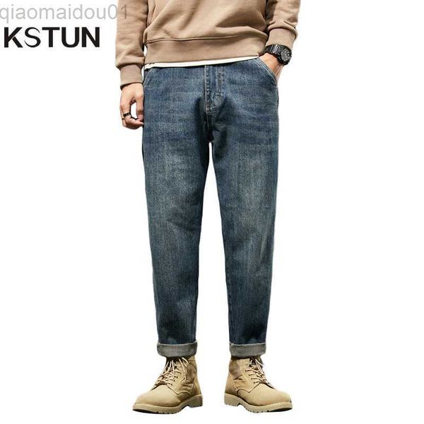 Jeans para hombres KN Jeans Hombres Loose Fit Blue Baggy Jeans Moda Primavera y otoño Pantalones de pierna ancha Pantalones de mezclilla Ropa de hombre Pantalones Harem L230724