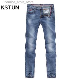 Männer Jeans KN Herren Jeans 2021 Frühling Herbst Business Casual Gerade Slim Fitness Elastische Blaue Gentleman Hosen Cowboys Jean Hombre Q231213