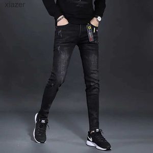 Herenjeans Korea Versie Mens Noble Black Jeans hoogwaardige slanke stretch jeans licht luxe casual jeans sexy straatjeans;WX