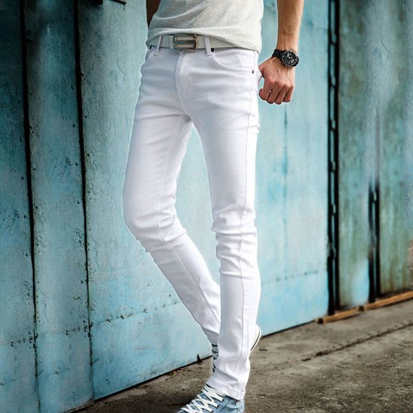 Hommes Jeans Mode Coréenne Élastique Leggings Slim Crayon Denim Pantalon Casual Blanc Baggy Pour Hommes Pantalon 230131