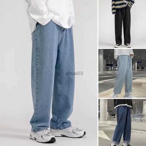 Jeans pour hommes Mode coréenne Hommes Jeans à jambes larges 2023 Automne Nouveaux vêtements de rue Poche droite Jeans Hommes Marque PantalonL2403