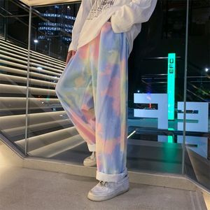 Jeans pour hommes coréen High Street Femme Tie dye Casual Oversize Hip Hop Loose Straight Male Fashion Denim Pants 230629