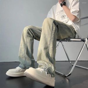 Jeans pour hommes Version coréenne étudiant décontracté tendance lavé vieux pantalon haute rue droite ample jambe large Denim Baggy Hip Hop pantalon