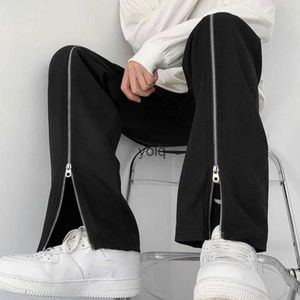 Jeans pour hommes coréen fermeture éclair design tendance hommes pantalons droits décontracté c bla pantalon personnalisé tendance haute rue maleyolq