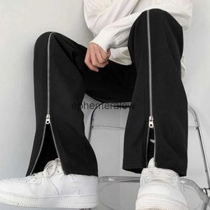 Jeans pour hommes coréen fermeture éclair design tendance hommes pantalons droits décontracté chic pantalon noir personnalisé haute rue maleephemeralew