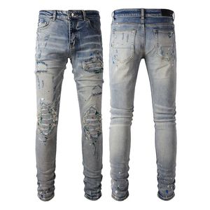 Herenjeans ksubi jeans Heren Designer paarse jeans voor heren denim jeans met gaten Man rechte pijpen rits Amari Hip Hop Bikers Motorcycle echte jeans