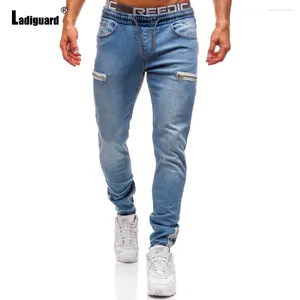 Heren jeans ladiguard 2024 potlood demin broek Europa mode rits manchetbroek plus size heren elastische taille zweetbroeken