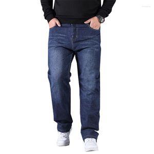 Jeans homme grande taille automne Striaght élastique Style classique noir bleu pantalon homme décontracté Denim pantalon Plus 46 48 50