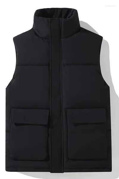 Jeans pour hommes Gilet cargo de grande taille pour hommes Automne et hiver Manteau en coton épaissi avec fond blanc