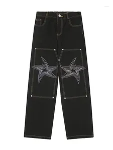 Pantalones vaqueros para hombre, último diseño, bordado de estrellas, rectos, holgados, estilo Boyfriend, moda Y2K, tiro medio, holgados