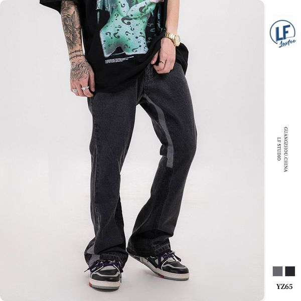 Pantalones vaqueros para hombre LawFoo2022 Primavera y verano en los países originales Marea Hip Hop Rock Costura Pantalón informal para mujer