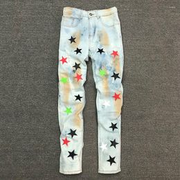 Pantalones vaqueros de cuero con diseño de estrellas para Hombre