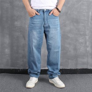 Men's Jeans Bleu clair hommes Jean pantalon grande taille Baggy Hip Hop ample Skateboard Denim Jean pantalon Streetwear plaine solide Jean pour hommes 230414