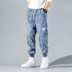 Jeans masculin pantalon bleu clair cargo avec poches pantalon de cowboy masculin recadré pour les hommes tendance 2024 vêtements décontractés y2k 2000s Band