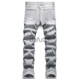 Jeans pour hommes Gris clair Slim Fit Ripped Jeans pour hommes Mode Street Style Denim Pantalon Printemps Automne Streetwear Mâle Desiger Pantalon lavé243K x0914