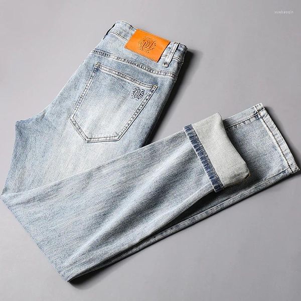 Jeans pour hommes Light Luxe Original Hommes Slim Droite Été Mince Marque Stretch Casual Wash Long Pantalon
