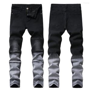 Jeans pour hommes ample américain à la mode rue Hip-hop collants foncés Y2K lavé plissé dégradé rétro Skateboard pantalon large