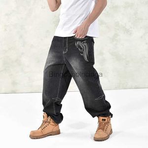 Jeans pour hommes Lâche Hip Hop Jeans hommes motif imprimé Style européen marque Hip-hop mode femme Denim pantalon grande taille pour taille 28-46 pouces L231003