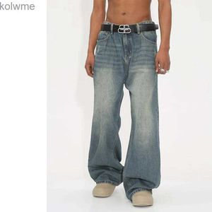 Jeans pour hommes Lâche surdimensionné hommes Baggy hip-hop dégradé Y2k pantalon large avec longueur au sol pantalon en denim droit en taille chinoise S-XL YQ240205