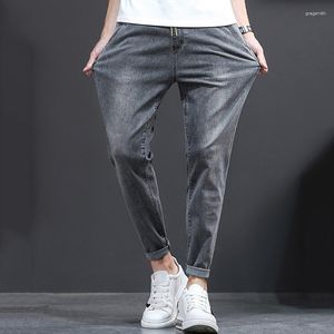 Jeans Homme Lâche Simple Denim Engraissement Élastique Grande Taille Couleur Claire Quotidien Pantalon
