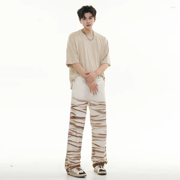 Jeans pour hommes Lâche Droite Sale Personnalité Design Rétro Classique Rue Hip Hop Mode Adolescents Coréen Décontracté Y2K Pantalon