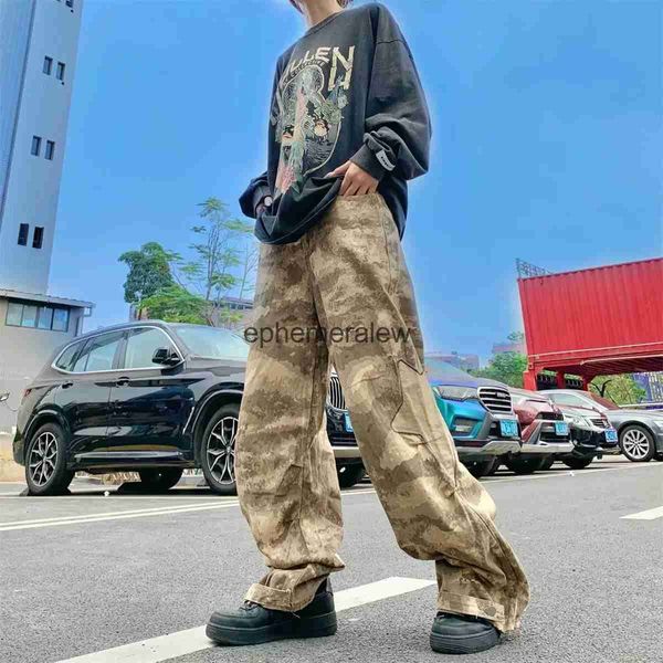 Jeans pour hommes ample droit jambe large baggy camo armée pantalon tendance homme beau polyvalent original pantalon japonais streetwear 2023 pantalon éphémère