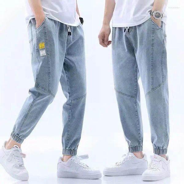 Jeans pour hommes Sangle lâche Y2k Halen Recadrée Casual Cordon Cargo Pantalon Homme Droit Denim Pantalon Streetwear