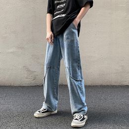 Jeans pour hommes ample Vintage grandes poches Cargo hommes droite Hip Hop Jean pantalon Design Chic hommes décontracté Streetwear tout match Denim