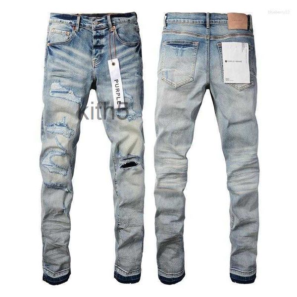 Jeans pour hommes, marque de luxe, violet, noir, peinture de rue, motif Graffiti, pantalon slim déchiré endommagé, B3Z3 B3Z3