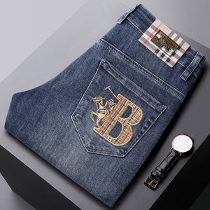 Heren jeans luxe merk zomer heren jeans business casual mannelijke rechte katoenen denim broek mode jeugd stretch slank fit cowboys broek 230812