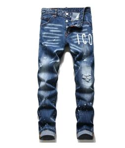 Jeans pour hommes Designer de luxe D2 Jeans pour hommes Slim Fit Pantalon de broderie élastique Mode européenne et américaine Swing Paint Vêtements pour hommes Taille américaine 28-38 Jeans