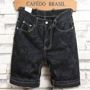 Jeans para hombres Moda de lujo Black Streetwear informal de mezclilla casual y elegante para el verano con diseño de estampado High Street Short