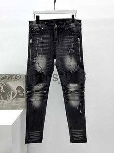 Jeans voor heren Luxe Jean Ontwerpersjeans voor heren Distressed Ripped Biker Slim Fit Motorcycle Bikers Denim voor herenmode Heren zwarte broek Hip-Hop pour hommes x0911