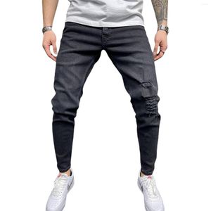 Pantalones vaqueros para hombre de calidad de lujo, pantalones ajustados para hombre, marca para hombre, rectos, negros, rayados, para hombre, de talla grande