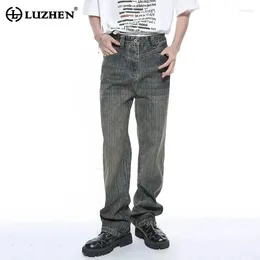 Jeans masculin Luzhen Leg Style Fashion Long Wide American Denim Pants printemps d'été poche pantalon masculin Casual Loose 9C5252