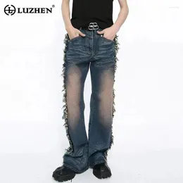 Jeans masculin Luzhen Tassels 2024 JEG PANTAL ORIGINAL PANTAL SPRING CONTAST COLOR COLOD
