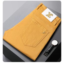 Jeans para hombres Lviocn Spring Summer Denim delgada Fit Europeo American High Grain Brand Small Straight Pants XW2025-01