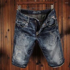 Jeans pour hommes Ly Summer Mode Haute Qualité Rétro Bleu Casual Coton Ripped Denim Shorts Hombre Vintage Designer Court Hommes