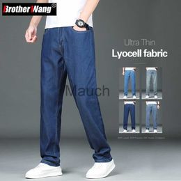 Heren jeans lyocell stof fabric mannen lichtgewicht losse jeans zomer nieuwe denim rechte broek mode casual zachte hoge kwaliteit broeken mannelijk j230814