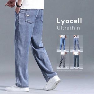 Heren jeans lyocell broek heren 2024 zomer kleding ultradunne modieuze casual broek heren tas rok reve denim broek Q240525