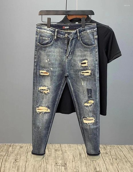 Jeans para hombres M03205 Moda 2024 Runway Diseño europeo de lujo Estilo de fiesta