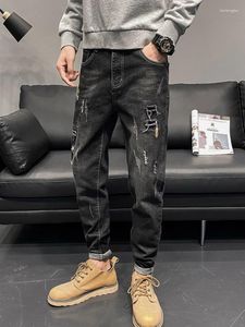 Jeans voor heren Mannelijke cowboybroek Skinny broek Gescheurd Slim Fit met zakken Voor heren Gescheurd Gebroken Strakke pijpgaten 2024 Modieus gewassen Xs