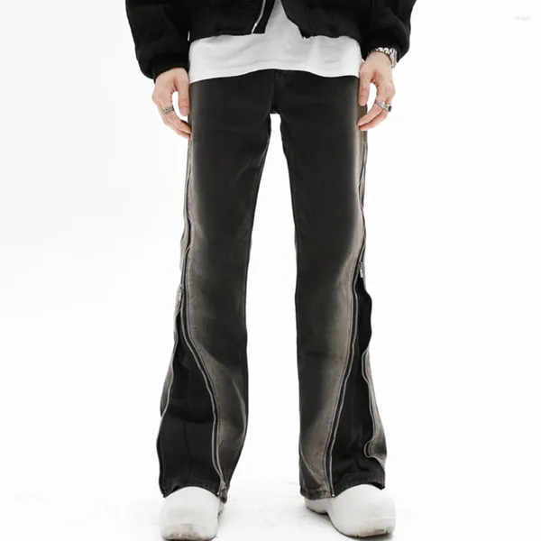 Jeans masculins pantalons masculins Parties quotidiennes de loisirs durables à la peau Split Streetwear Streetwear Trendy Vintage Zip Fashion