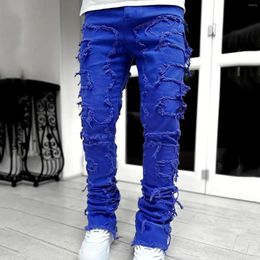 Pantalones Vaqueros para Hombre Hombre Otoño Pantalones Largos Borlas Creativas Decoración Corte Recto Hombres Casual Estiramiento Medio Estilo Callejero Pantalones De Mezclilla