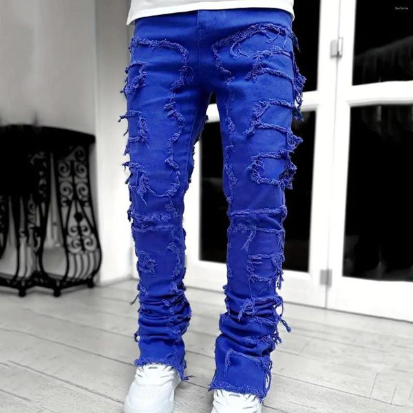 Jeans pour hommes Homme Automne Pantalons longs Creative Glands Décoration Coupe droite Hommes Casual Moyen Stretch Street Style Denim Pantalon