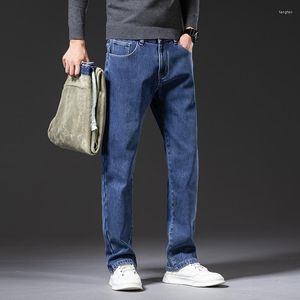 Hommes Jeans Homme Casual Thermique Polaire Laine D'hiver D'affaires Droite Mi-Taille Élastique Pantalon Grande Taille 100-260G