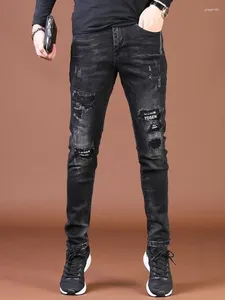 Jeans pour hommes pantalon cowboy pantalon graphique noir pantalon effilé recadré pipe serrée slim skinny dans la rue de haute qualité