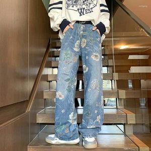 Jeans pour hommes Homme Cowboy Pantalon Pantalon large Pantalon droit avec imprimé Designer 2023 Mode Casual Lavé Coréen Plus Taille Coton