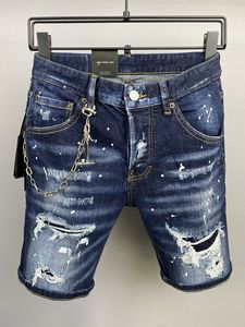 Jeans pour hommes shorts manqués denim court pour homme bleu semi-pantalon pour hommes culasse dsquar skinny slim slim de concepteur de feuilles en érable lavé en érable 44-54.